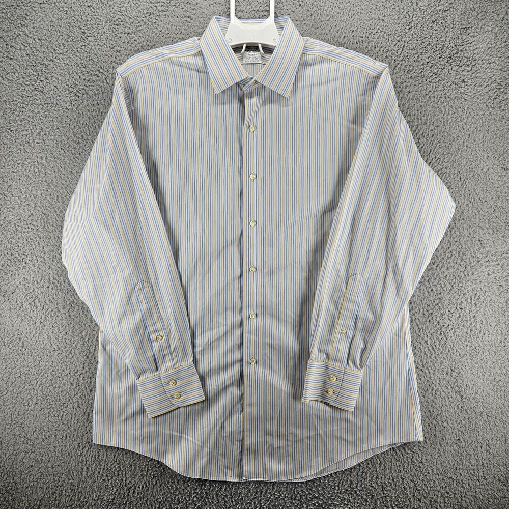Brooks Brothers 1818 Men's Regent Blue & Yelllow Striped Dress Shirt‎ Sz 16.5-34